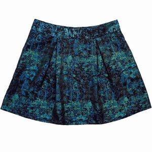 banana republic blue green jacquard print skirt